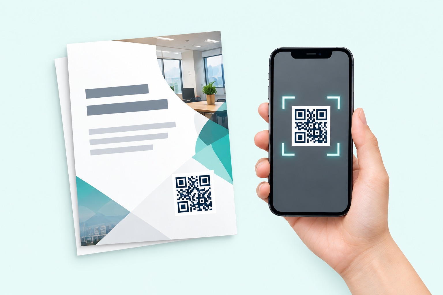 宛先ごとのQRを入れたDMと、QRを読み取るスマートフォン